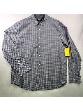 Claiborne Men's Classic Fit Gingham Button-Down Shirt XXL Navy Preppy Capsule